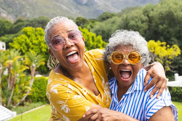 Joyful senior friends
